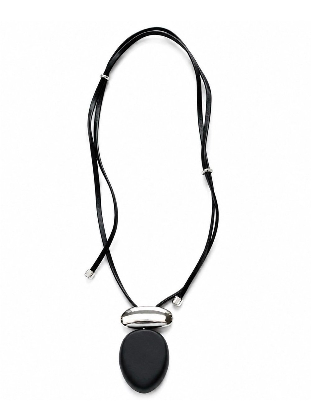 Black & Silver Pendant Cord Necklace by Mayamar